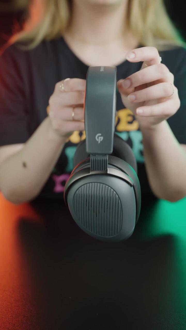 Porodo Gaming Esports Wireless Gaming Headphones with Superior Sound, 20 Hours Play Time, RGB Light, Low Latency, 550mAh Battery, 50mm Driver Size - Black