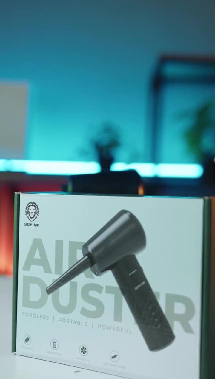 Green Lion Portable Air Duster, 3x 2000 mAh Batteries, Lightweight Design, Powerful, 3 Gears, USB Charging, Strong Wind, Cordless, ABS Material - Black Color