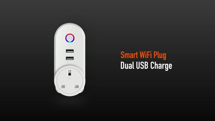 Porodo Lifestyle Dual USB-Port Smart Wifi Plug Set Schedule UK 16A with Voice Control Compatible with Amazon Alexa & Google Home Assistant, Wall Smart Plug Socket