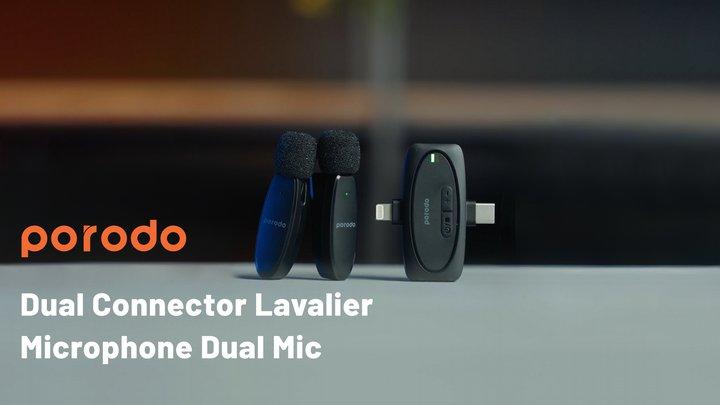 Porodo Dual Connector Lavalier Microphone Dual Mic