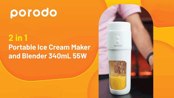 Porodo LifeStyle 2in1 55W Portable Ice Cream Maker and Blender
