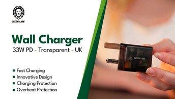 Green Lion 33W PD Transparent Wall Charger UK - Black - GNTRWC33WBK