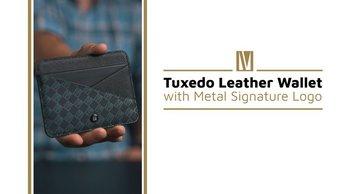 Levelo Tuxedo Leather Wallet with Metal Signature Logo - LVWGLBK