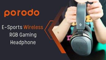 Porodo Gaming E-Sports Wireless RGB Gaming Headphone - Gray - PDX416-GY