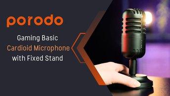 Porodo Gaming Basic Cardioid Microphone with Fixed Stand – Black - PDX518-BK