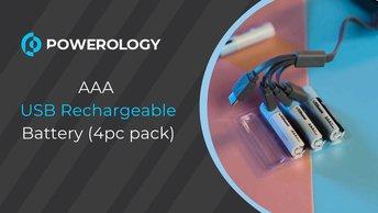 Powerology AAA USB Rechargeable Battery (4pc pack) - PRUBAAA4 - PRUBAA4