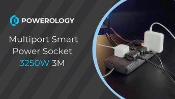 Powerology 6 AC 3 USB & USB-C PD Multiport Smart Power Socket 3250W 3M - Black - PSMSUPDBK