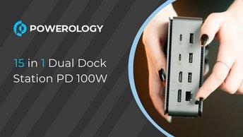Powerology 15 in 1 Dual Dock Station PD 100W - Grey - PW15IN1DS-GY