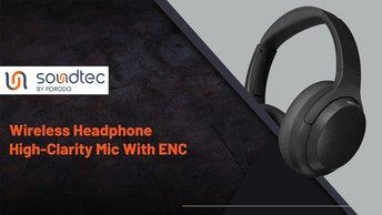 Porodo Soundtec Wireless Headphone High-Clarity Mic With ENC - PD-STWLEP011-BK