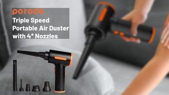 Porodo Triple Speed Portable Air Duster with 4* Nozzles - PD-PARDS-BK