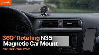 Porodo 360° Rotating N35 Magnetic Car Mount with Multi-Angle Swivel