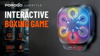 Porodo Lifestyle Interactive Boxing game, Digital Scorer, Gloves Included, Music Selection, Bluetooth Speaker, 6 Speed Level