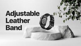 Porodo iGuard PDLEASIL44-BU Adjustable Leather + Silicone Lightweight Stylish Watch Band For Apple Watch 42/44/45mm