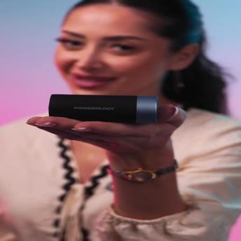 Powerology Ultra-Mini Travel Massager with 5 Head Attachments, Up to 4.5 Hours Working Time, 750mAh Battery, USB-C Charging Interface, 3 Speed Settings, Efficient Muscle Relief - Black