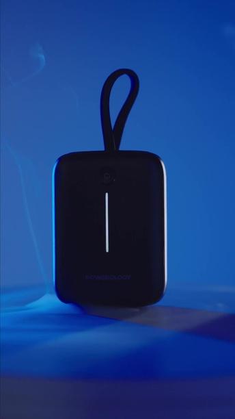 Powerology 10000mAh Power Bank with Detachable USB-C Wire, 20W Power Delivery, 3-Device Charging, Long Time Standby, Universal Phone Compatibility, Built-in Safeguards - Black