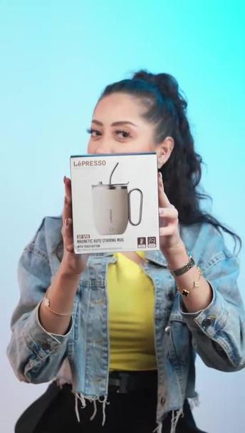 LePresso Sip Spin Magnetic Auto-Stirring Mug with Touch Button, 420mL Capacity, 300mAh Battery, 30s Mixing Time, USB-C Charging Port, Leak-proof Lid, Thermal Insulation, Durable & Easy-to-Clean Design