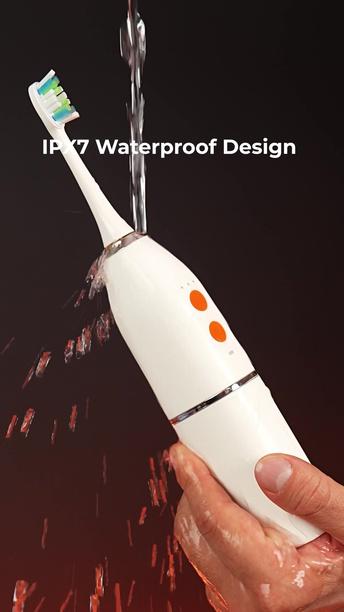 Porodo Adults Electric Water Floss & Toothbrush with 100mL Water Tank, 25 Days Battery Life, 1000mAh Battery Capacity, IPX7 Waterproof Rating, 37,800 Strokes/Minute Vibration Frequency, 73~86 PSI Water Flossing Pressure, Type-C Charging, 3 Hours Charging Time, 2 Replacement Brush Heads - White