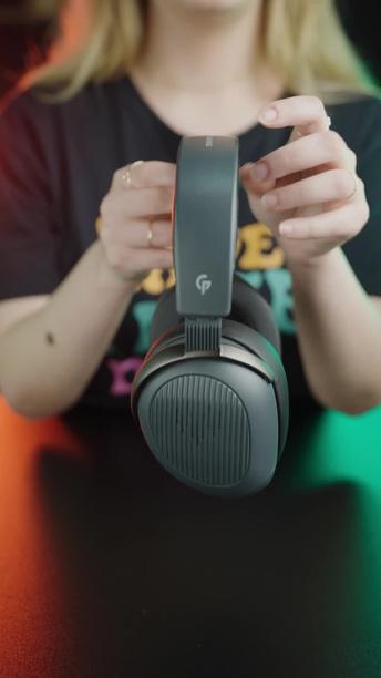 Porodo Gaming Esports Wireless Gaming Headphones with Superior Sound, 20 Hours Play Time, RGB Light, Low Latency, 550mAh Battery, 50mm Driver Size - Black