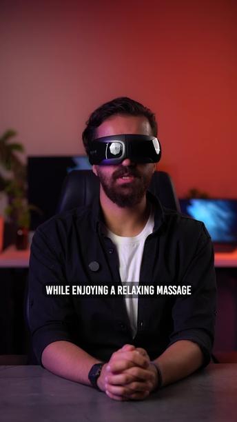 Porodo Lifestyle Eye Massager Intelligent Tapping with 5 Eye Therapy Modes, Mirror Electroplate, 3 Hours Working Time, Music Playback, 6W Power - Gold