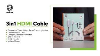 Green Lion 3In1 HDMI Cable - GN3IN1HDMIBK
