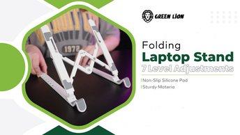 Green Lion Folding Laptop Stand 7 Level Adjustments - GNFLPTPSTNDWH