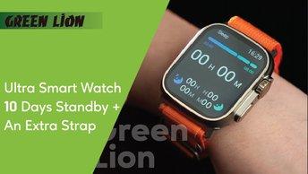 Green Lion Ultra Smart Watch with 10 Days Standby + An Extra Strap - Black - GNULSW49BKBK