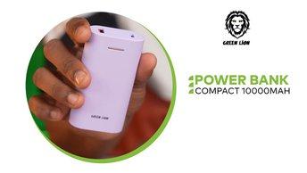 Green Lion Compact 10000mAh Power Bank - GNCOM10KPBWH - GNCOM10KPBPL - GNCOM10KPBBK