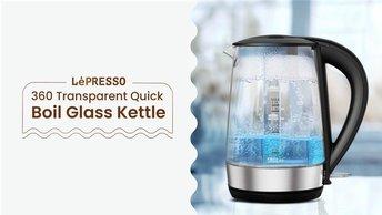 LePresso 360 Transparent Quick-Boil Glass Kettle - LPRGKTBK