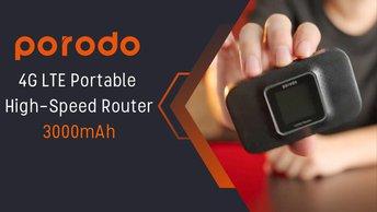 Porodo 4G LTE Portable High-Speed Router 3000mAh - Black - PD-PRT4GR-BK