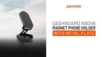Porodo Dashboard N50x6 Magnet Phone Holder with Metal Plate - PD-6MDPH-BK