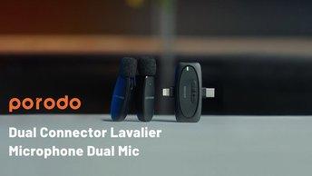 Porodo Dual Connector Lavalier Microphone Dual Mic - PD-2MLAV-BK