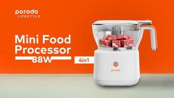 Porodo LifeStyle 4in1 Mini Food Processor with 88W Rated Power