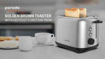 Porodo LifeStyle Golden Brown Toaster with Defrost Function 750W - PD-LSTST-BK