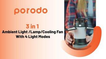Lifestyle By Porodo 3 in 1 Ambient Light/Lamp/ Cooling Fan with 4 Light Modes