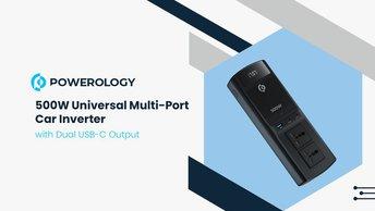 Powerology 500W Universal Multi-Port Car Inverter with Dual USB-C Output - PCCSR008