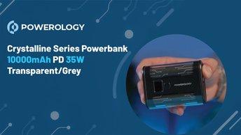 Powerology Crystalline Series Power Bank 10000mAh, PD 35W, Digital Display, Ultra Compact and Portable, Transparent Design