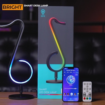 مصباح مكتبي LED ذكي من بورودو برايت RGB بقدرة 12 وات - أسود