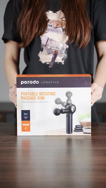 Porodo Lifestyle Portable Rotating Massage Gun 5 Precision Heads With 4 Speed Levels