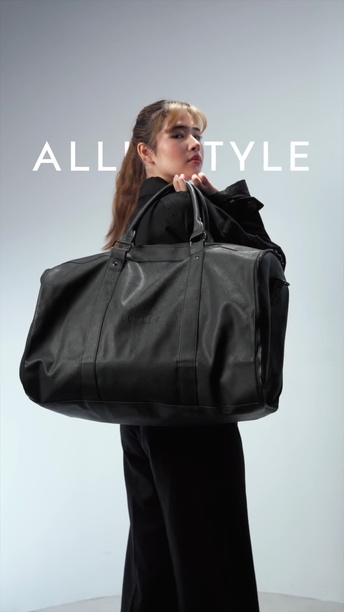 Levelo Allinstyle Saffiano Leather Travel Duffle Bag, 40L Spacious Interior, Comfortable Portability, Water Resistant, Exquisite Safeguarding - Black