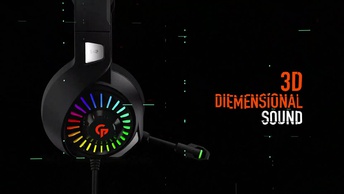 Porodo Wired Gaming Headset RGB Breathing Lights - Black