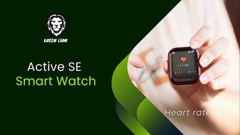 Green Lion Active SE Smart Watch with Full Square Display, 250mAh Battery, Multiple NFC, Waterproof, Bluetooth Call, Heart Rate Tracker, Wireless Chargering, Bedside Lamp Mode - Black