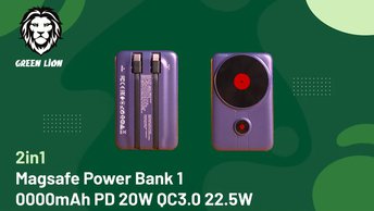 Buy Green Lion 2 in 1 Magsafe Power Bank In UAE | (GN2INMGPB10PL)10000mAh PD 20W QC3.0 22.5W |  (GN2INMGPB10PL)