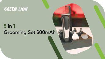 Green Lion 5-in-1 Grooming Set with 4 Combs ( 3, 6, 9 & 12 mm ), 1.5 Hours Working Time, 600 mAh Battery Capacity, LED Display - Black