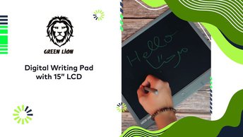 Green Lion LCD Digital Writing Pad, Easy Use, Wide Screen - Grey