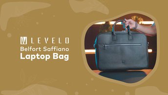 حقيبة لاب توب Levelo Belfort Saffiano بشعار LVL Signature - أسود