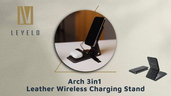 Buy Levelo Arch 3 in 1 Leather Wireless Charging Stand in UAE | Compact Design - Gray Color | (LV31WSSGY)