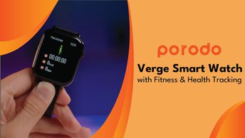 Porodo Verge Smart Watch Fitness & Health Tracking with Calls / Socials Notifications, 1.69" HD Touch Screen, Multi-Sport Modes, Sleep & Heart Rate Monitoring, Waterproof Features