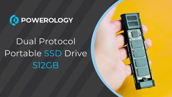 محرك أقراص SSD محمول ثنائي البروتوكول من Powerology بسعة 512 جيجابايت، معدل نقل سريع للغاية، سرعة قراءة 480 ميجابت في الثانية، ذاكرة قابلة للاستبدال، يدعم استبدال NVME، خفيف الوزن - أسود