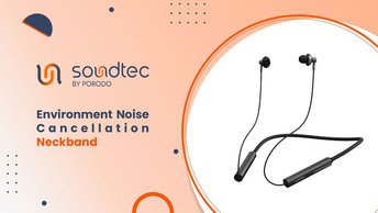 Soundtec By Porodo Environment Noise Cancellation Neckband, 14H Working Time, Control Buttons, Bluetooth 5.2, Siri Enabled - Black 