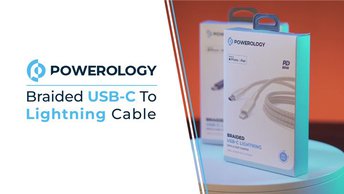 Powerology Braided USB-C To Lightning Charging Cable in UAE | 60W Power Delivery - Black color | (P23BRCL12BK)